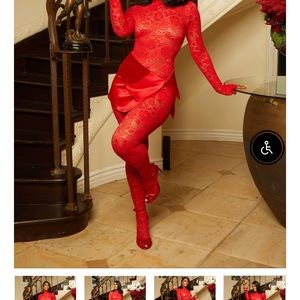 Ellae Lisque 2 piece red skirt and lace jumpsuit